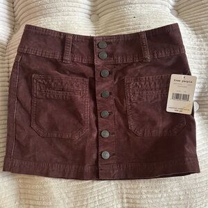 Free People Burgundy Corduroy Mini Skirt